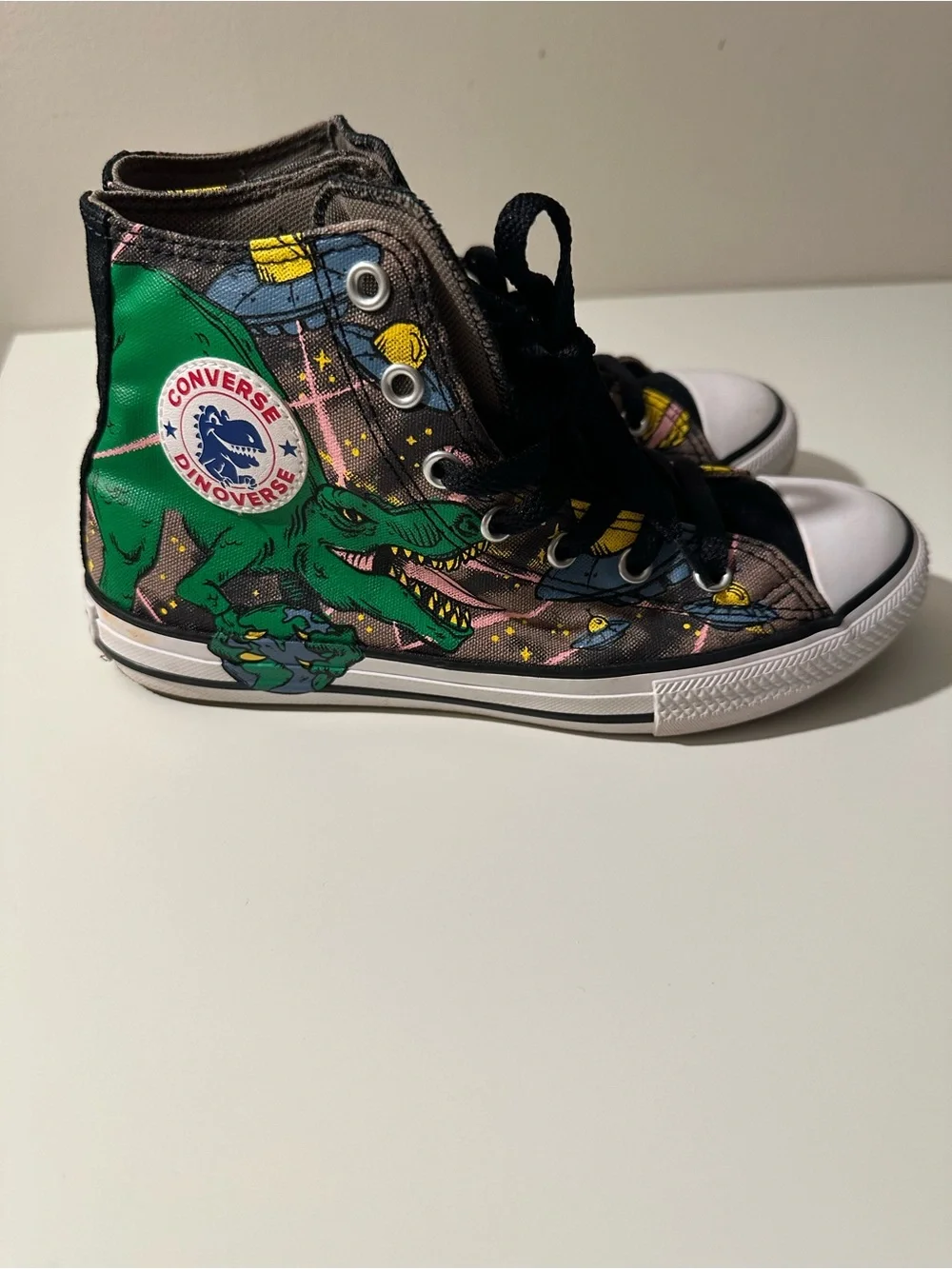 Converse Kids' High-Top Sneakers Green Dino Graphic with Black Accents